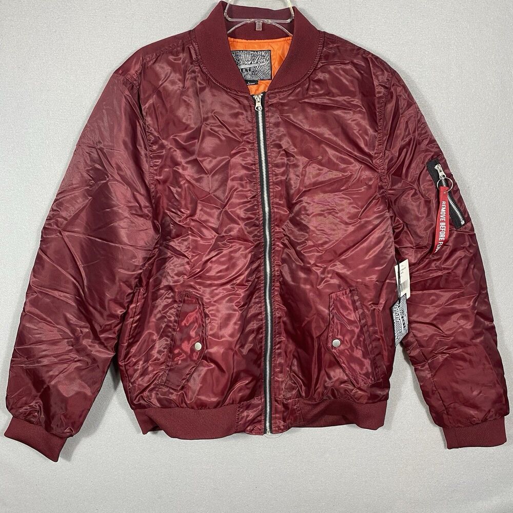 Brooklyn Cloth 1896 Burgundy Zipper Bomber Jacket Mens Large‎ Red NWT BKM3108F